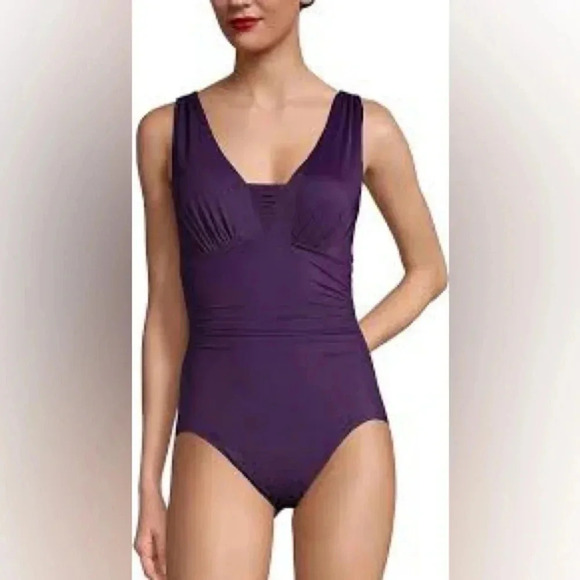 Lands' End Other - Lands End Slender Suit V-neck Ruched Deep Purple Size 16 Vacation Plus Size